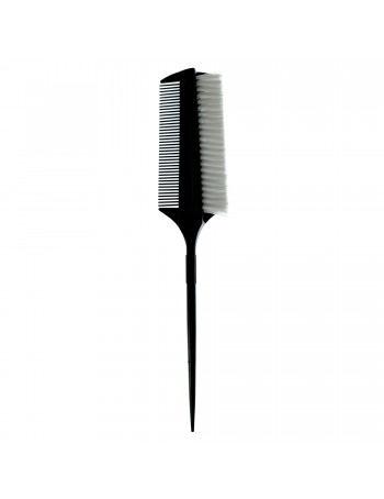 Double-sided backcombing comb with white bristles SPL 1208