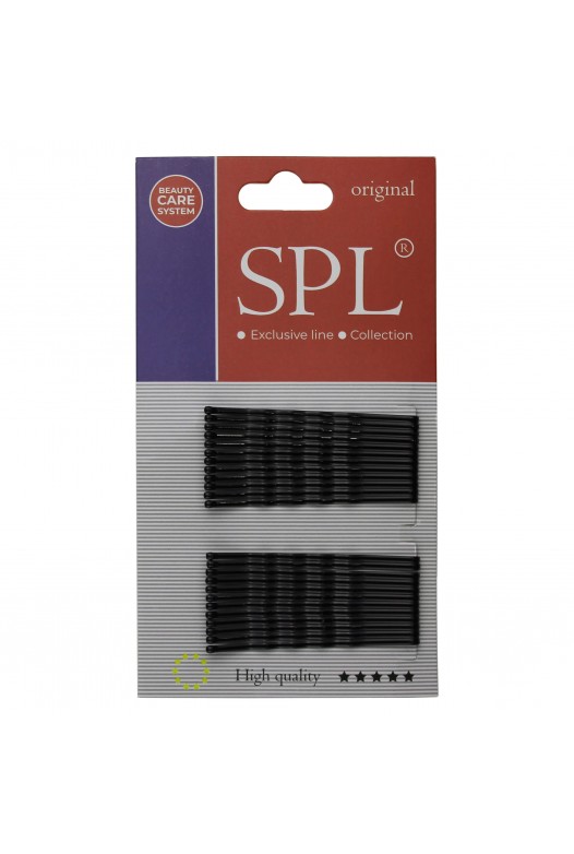 Невидимки для волос фрезерные SPL, черные (5.5 см/24 шт)