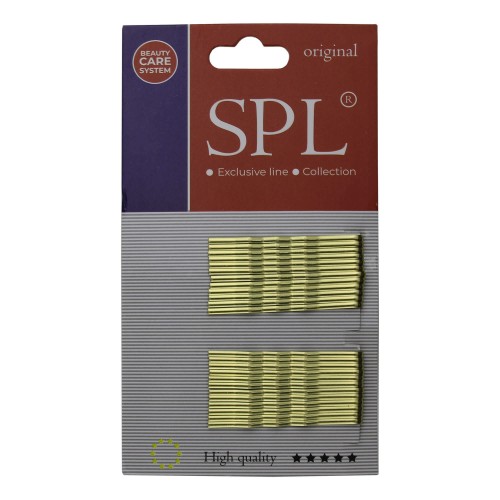 Невидимки для волос фрезерные SPL, золотые (5 см/24 шт)