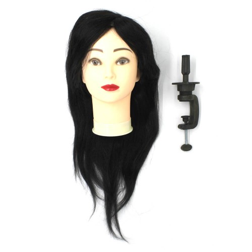 Training mannequin head with natural hair, brunette