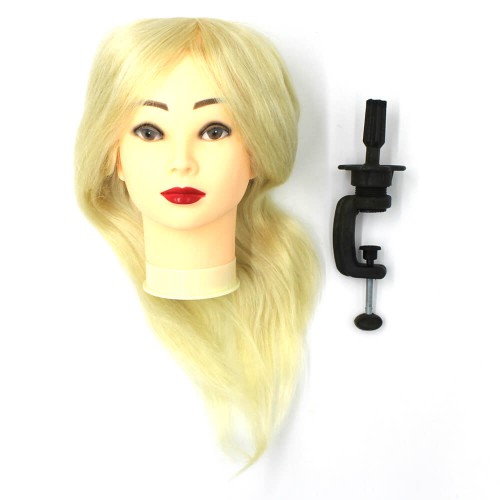 Training mannequin head with natural hair, blonde
