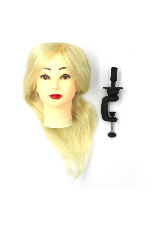 Training mannequin head with natural hair, blonde