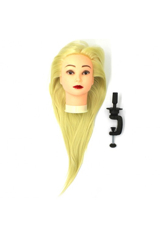 Training mannequin head with artificial hair, blonde